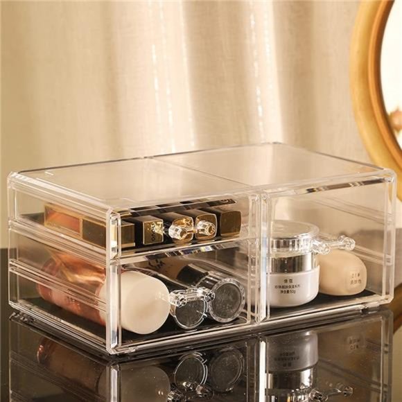 Acrylic Cosmetic Display Cases With Lid Dustproof Waterproof for Bathroom - Picture 4 of 6